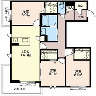 シェ・ブラウゼ北村【3階】の間取り
