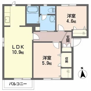 チェリーハイツ【1階】の間取り