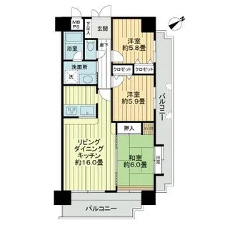 ライオンズマンション呉西中央【3階】の間取り