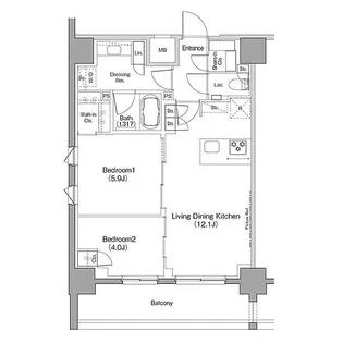 ザ・パークハビオ恵比寿プレイス【7階】の間取り