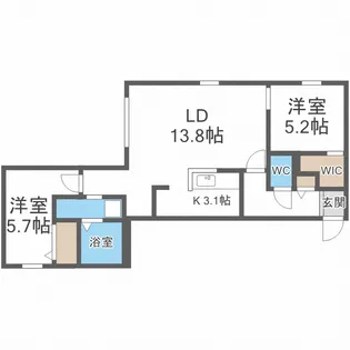 グラスマーレ八軒【1階】の間取り
