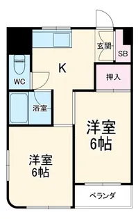 ルミエール岸谷【3階】の間取り