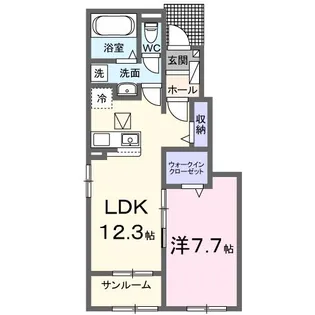 ル・ポール南新町 B【1階】の間取り