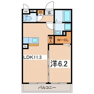 パークサイドメゾン小瀬【1階】の間取り