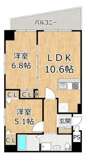 セレブコート木川【8階】の間取り