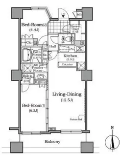 ザレジデンス本牧横浜ベイサイド【8階】の間取り