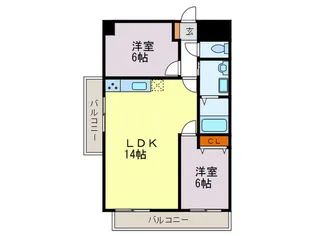 ハイム三味西【2階】の間取り