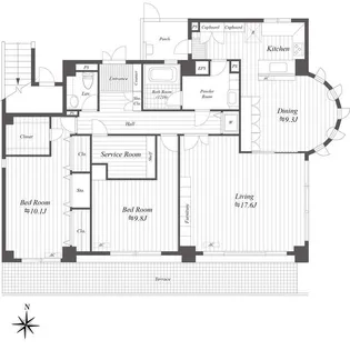 レジデンス等々力【1階】の間取り