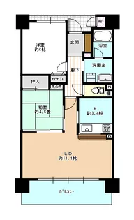 キングマンションプリフォール谷町【5階】の間取り