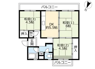 UR鈴が峰【5階】の間取り