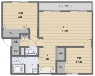 ハイツシーブリーズ本町B棟【1階】の間取り