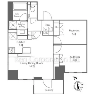 Belle Vue 千代田飯田橋【6階】の間取り