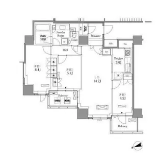 レジディアタワー目黒不動前【26階】の間取り
