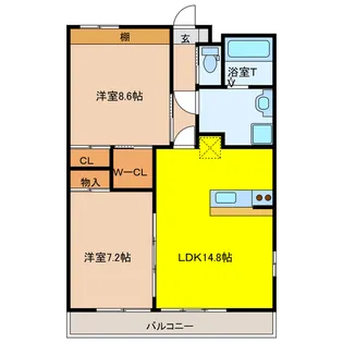 リバーズマンション築捨II【5階】の間取り