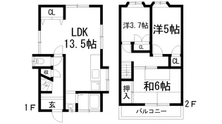 大阪府池田市石橋4【一戸建】の間取り