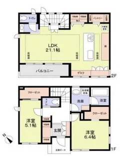神奈川県横浜市中区鷺山【一戸建】の間取り