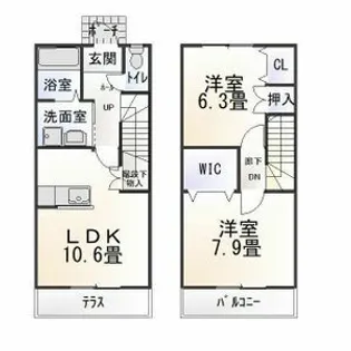 グリーンシティ竜美M棟【1階】の間取り