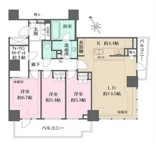 ザ・パークハウス三田ガーデン タワー棟【2階】の間取り
