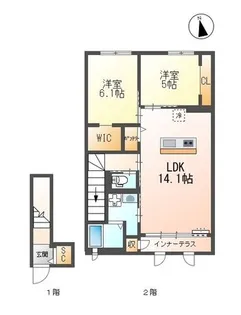 クラポティ新涯【2階】の間取り
