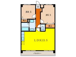 ハイム三味西【2階】の間取り