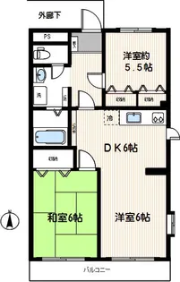 ハイツおその井1号棟【2階】の間取り