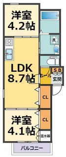 パルティール武庫川【2階】の間取り