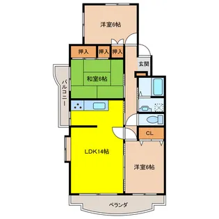 山手ハイツ【3階】の間取り