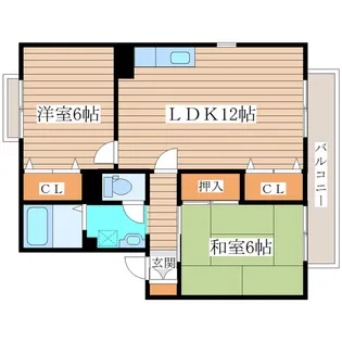 ロイヤルパーク広瀬C【2階】の間取り