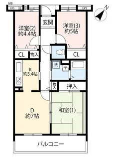 URシティコート立川曙町【3階】の間取り
