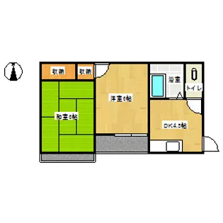 万富コーポ【1階】の間取り