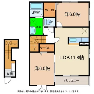徳島県阿南市福村町南筋【アパート】の間取り