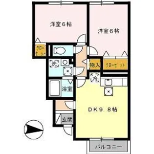 ビズビー広瀬 B棟【1階】の間取り