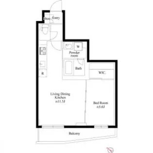 ハーモニーレジデンス新宿河田町【2階】の間取り