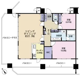 ミルコマンション上地シー&ベースビュー【14階】の間取り