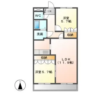 グランディール弐番館【1階】の間取り