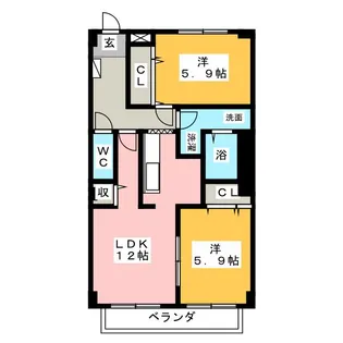 サンタウン弐番館【2階】の間取り
