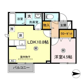 ボンヌール台原【1階】の間取り