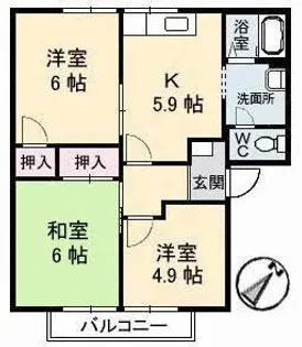 カサ・リンダ B棟【2階】の間取り