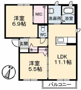 ラ フォンティーヌ A棟【1階】の間取り