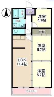小山サンハイツ1【3階】の間取り