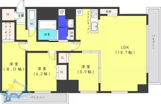 ユニーブル大通アルファスクエア【14階】の間取り