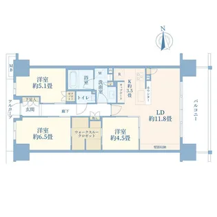 Brillia 辰巳 CANAL TERRACE【3階】の間取り