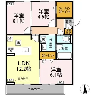 セレスティア長良福光【1階】の間取り