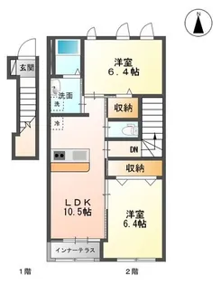 クレシアコートB【2階】の間取り