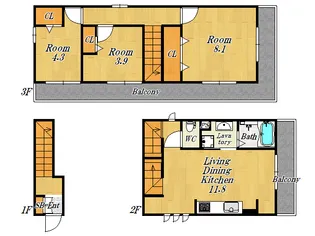 ウエルコート玉川【2階】の間取り