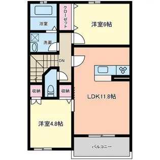 サウスアヴェニュー【2階】の間取り