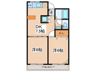 マイキャスル原当麻【2階】の間取り