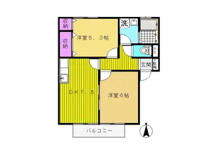 シェリールB棟【2階】の間取り