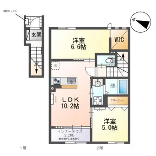 スカイブルームナツミ(Sky bloom Natsumi)【2階】の間取り