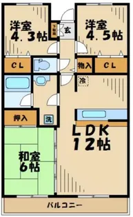 ピースフルタウン栗木台イーストテラス【3階】の間取り